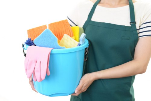 Carpet cleaning team working safely with protective equipment